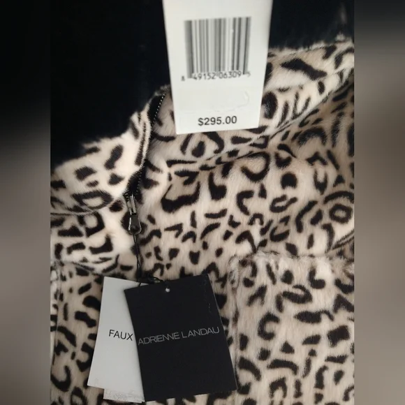 ADRIENNE LANDAU Reversible Faux Fur Hooded Vest Black / Animal $295 - Picture 11 of 15